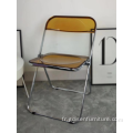 Vente chaude chaise pliante claire claire plasticchrome steelframe